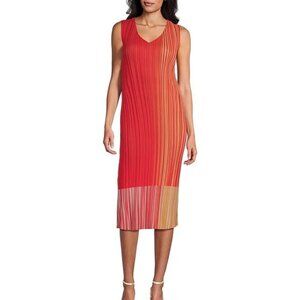 Ming Wang  Pleated Crepe De Chine Shift Dress - NWT